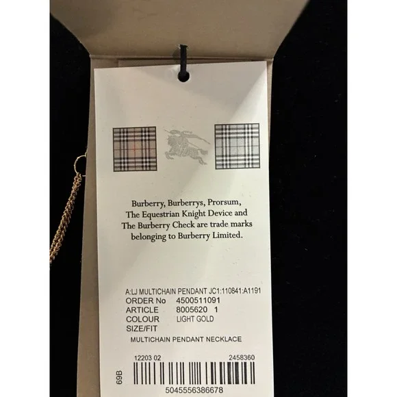Burberry Multichain Pendant Necklace Gold Tone Black Marbled Resin Box Italy NEW - Picture 11 of 13